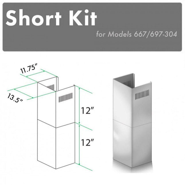 ZLINE 2-12 in. Short Chimney Pieces for 8 ft. Ceilings (SK-667/697-304) Plaza Home Decor