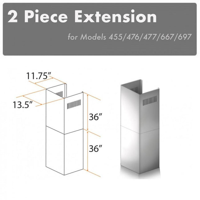 ZLINE 2-36 in. Chimney Extensions for 10 ft. to 12 ft. Ceilings (2PCEXT-455/476/477/667/697) Plaza Home Decor