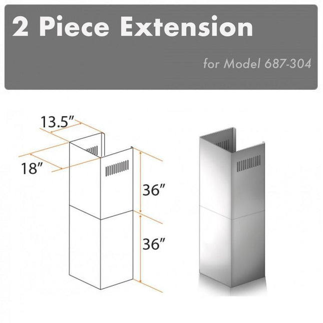 ZLINE 2-36 in. Chimney Extensions for 10 ft. to 12 ft. Ceilings (2PCEXT-687-304) Plaza Home Decor