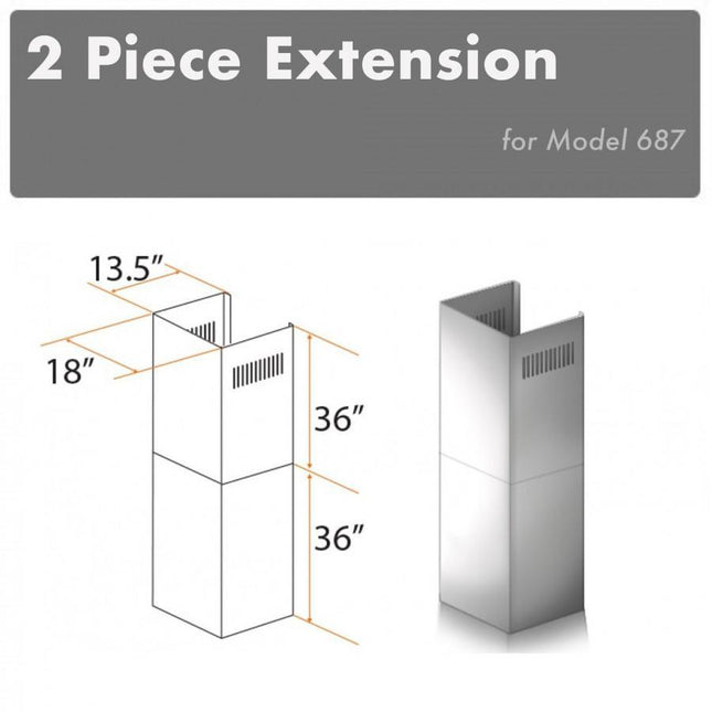 ZLINE 2-36 in. Chimney Extensions for 10 ft. to 12 ft. Ceilings (2PCEXT-687) Plaza Home Decor