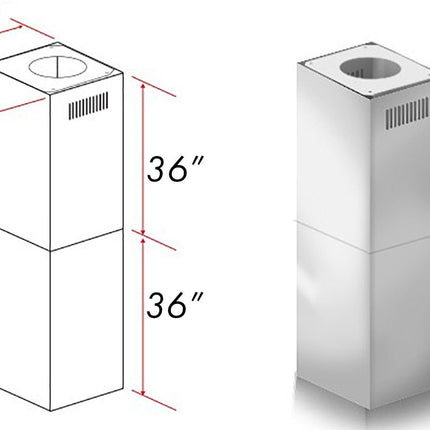 ZLINE 2-36 in. Chimney Extensions for 10 ft. to 12 ft. Ceilings (2PCEXT-696)