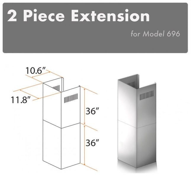 ZLINE 2-36 in. Chimney Extensions for 10 ft. to 12 ft. Ceilings (2PCEXT-696) Plaza Home Decor