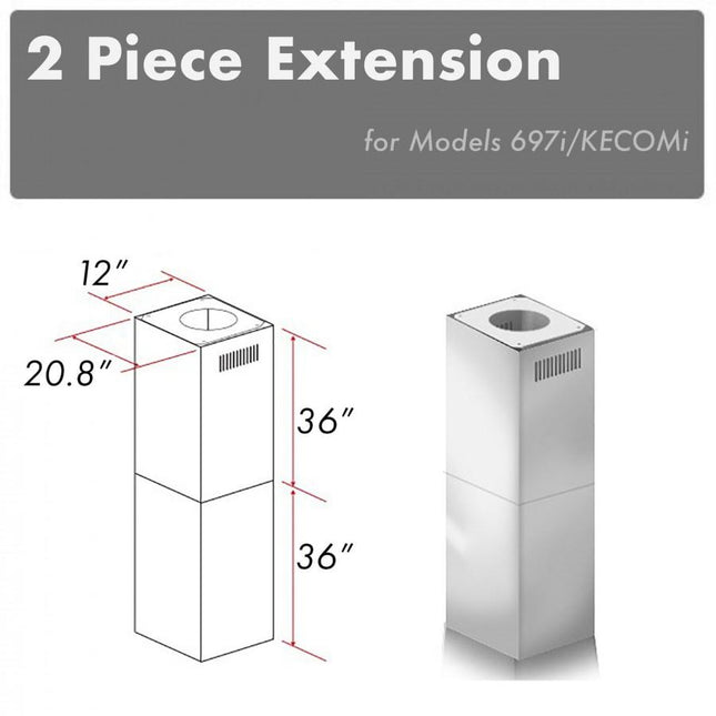 ZLINE 2-36 in. Chimney Extensions for 10 ft. to 12 ft. Ceilings (2PCEXT-697i/KECOMi) Plaza Home Decor