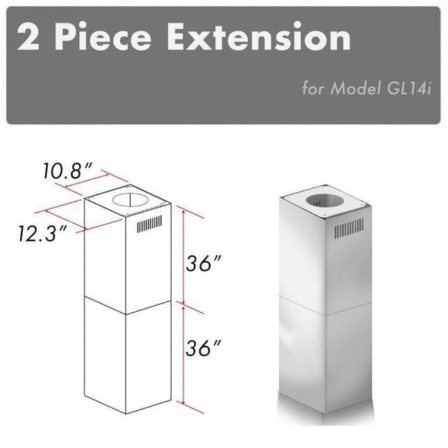 ZLINE 2-36 in. Chimney Extensions for 10 ft. to 12 ft. Ceilings (2PCEXT-GL14i) Plaza Home Decor