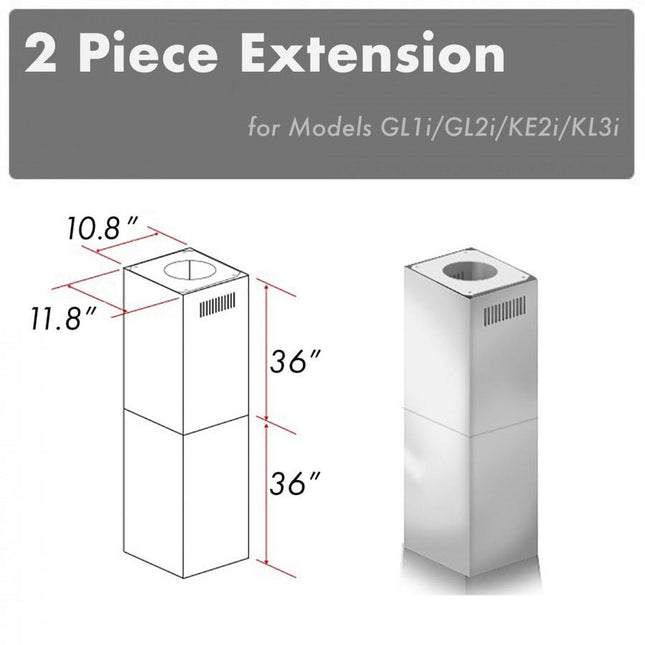 ZLINE 2-36 in. Chimney Extensions for 10 ft. to 12 ft. Ceilings (2PCEXT-GL1i/GL2i/KE2i/KL3i) Plaza Home Decor
