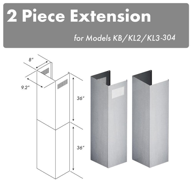 ZLINE 2-36 in. Chimney Extensions for 10 ft. to 12 ft. Ceilings (2PCEXT-KB/KL2/KL3-304) Plaza Home Decor