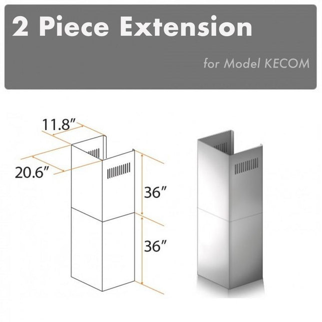 ZLINE 2-36 in. Chimney Extensions for 10 ft. to 12 ft. Ceilings (2PCEXT-KECOM) Plaza Home Decor