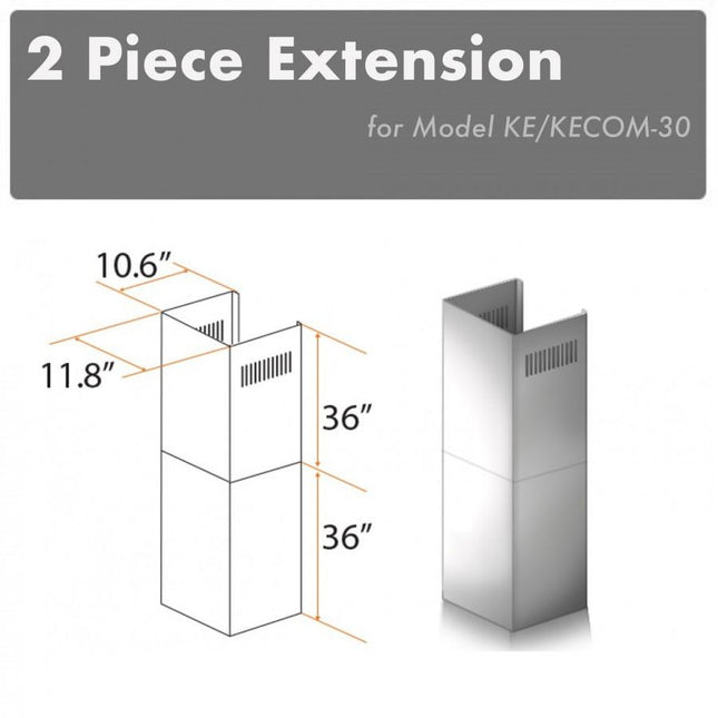 ZLINE 2-36 in. Chimney Extensions for 10 ft. to 12 ft. Ceilings (2PCEXT-KE/KECOM-30) Plaza Home Decor