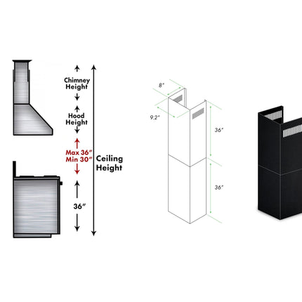 ZLINE 2-36 in. Chimney Extensions for 10 ft. to 12 ft. Ceilings in Black Stainless (2PCEXT-BSKBN)