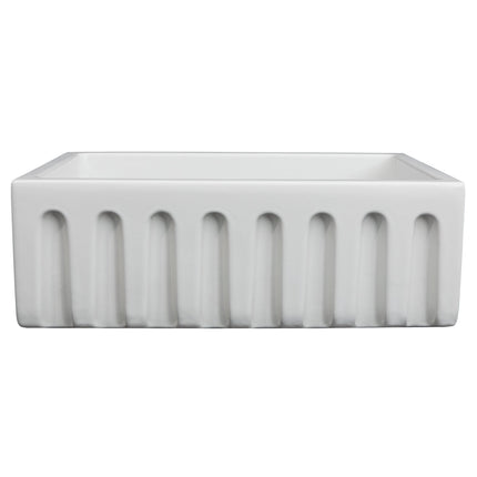 ZLINE 30 in. Venice Farmhouse Apron Front Reversible Single Bowl Fireclay Kitchen Sink with Bottom Grid in White Gloss (FRC5119-WH-30)