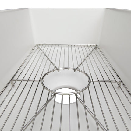 ZLINE 30 in. Venice Farmhouse Apron Front Reversible Single Bowl Fireclay Kitchen Sink with Bottom Grid in White Gloss (FRC5119-WH-30)