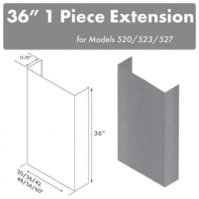 ZLINE 36 in. Chimney for 54" Under Cabinet Hoods (520/523/527-54-3FTEXT)