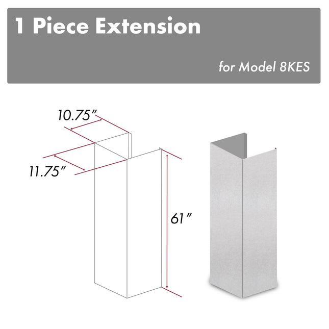ZLINE 61 in. Satin Stainless Steel Chimney Extension for Ceilings up to 12.5 ft. (8KES-E)