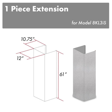ZLINE 61 in. Satin Stainless Steel Chimney Extension for Ceilings up to 12.5 ft. (8KL3iS-E)