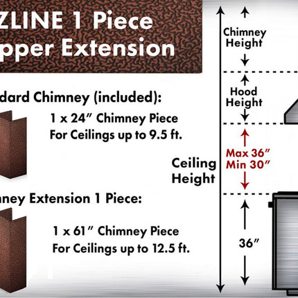ZLINE 61 in. Extended Chimney and Crown (8667E-E)