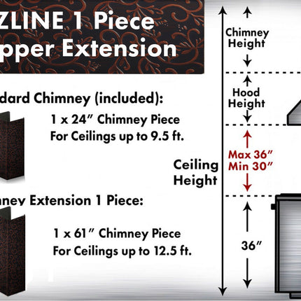ZLINE 61 in.  Extended Chimney and Crown (8KBF-E)