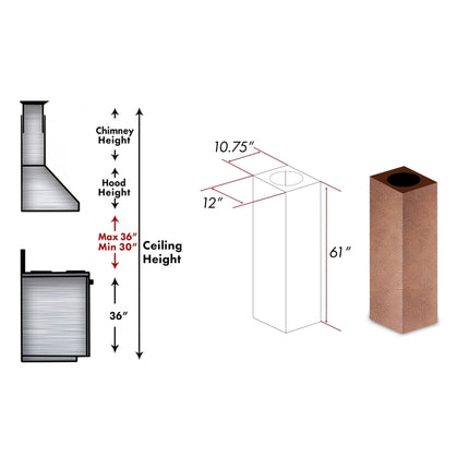 ZLINE 61 in. Snow Finished Stainless Steel Chimney Extension for Ceilings up to 12.5 ft. (8GL2Hi-E)