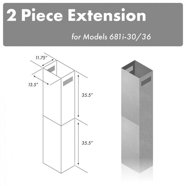 ZLINE 71 in. Extended Chimney (2PCEXT-681i-30/36) Plaza Home Decor