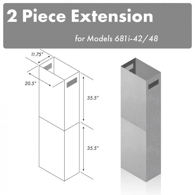 ZLINE 71 in. Extended Chimney (2PCEXT-681i-42/48) Plaza Home Decor