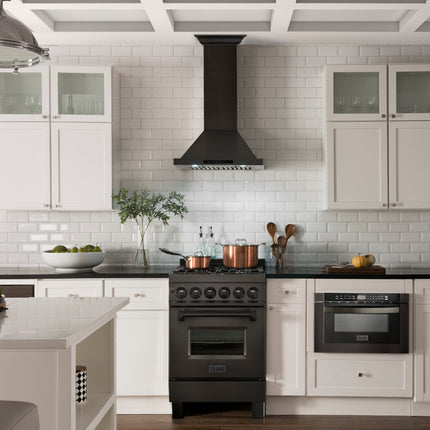 30" ZLINE CrownSound™Ducted Vent Wall Mount Range Hood in Black Stainless Steel with Built-in Bluetooth Speakers (BSKBNCRN-BT-30)
