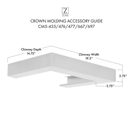 ZLINE Crown Molding Profile 5 for Wall Mount Range Hood (CM5-455/476/477/667/697)