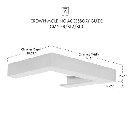 ZLINE Crown Molding Profile 5 for Wall Mount Range Hood (CM5-KB/KL2/KL3)