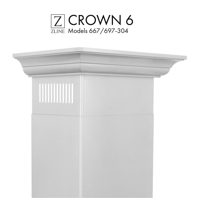 ZLINE Crown Molding Profile 6 for Wall Mount Range Hood (CM6-667/697-304) Plaza Home Decor
