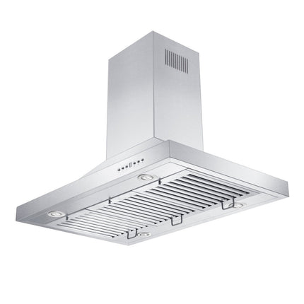 30 in. Ducted Island Mount Range Hood with Single Remote Blower in Stainless Steel (GL2i-RS-30-400)