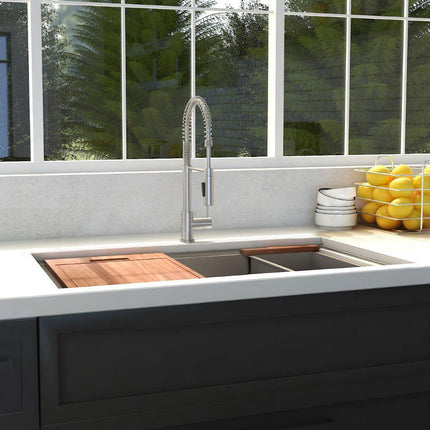 ZLINE 30 in. Garmisch Undermount Single Bowl Satin Stainless Steel Kitchen Sink with Bottom Grid and Accessories (SLS-30S)