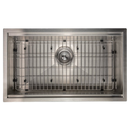 ZLINE 30 in. Garmisch Undermount Single Bowl Satin Stainless Steel Kitchen Sink with Bottom Grid and Accessories (SLS-30S)
