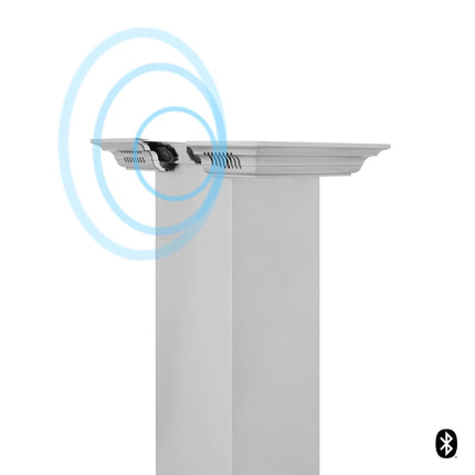 36 in. ZLINE CrownSound™Ducted Vent Island Mount Range Hood in Stainless Steel with Built-in Bluetooth Speakers (GL1iCRN-BT-36)