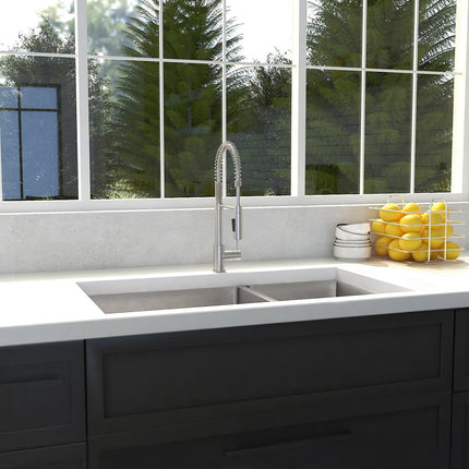 ZLINE 36 in. Chamonix Undermount Double Bowl Stainless Steel Kitchen Sink with Bottom Grid (SR60D-36)