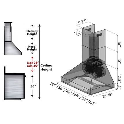 ZLINE 30 in. Professional Convertible Vent Wall Mount Range Hood in Stainless Steel (667-30)