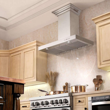 42" ZLINE CrownSound™Ducted Vent Wall Mount Range Hood in Stainless Steel with Built-in Bluetooth Speakers (KECRN-BT-42)