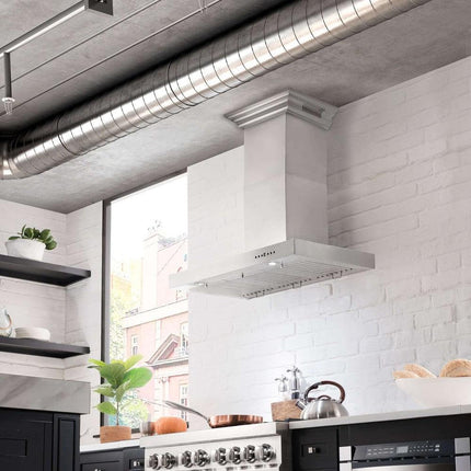 42" ZLINE CrownSound™Ducted Vent Wall Mount Range Hood in Stainless Steel with Built-in Bluetooth Speakers (KECRN-BT-42)