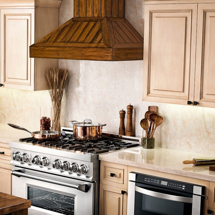 ZLINE 30" Wooden Convertible Vent Wall Mount Range Hood in Rustic Light Finish - Includes Motor (KPLL-30)