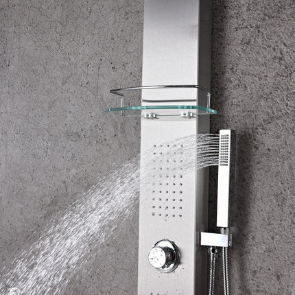 ANZZI Coastal 44 in. Full Body Shower Panel with Heavy Rain Shower and Spray Wand in Brushed Steel SP-AZ075 Anzzi