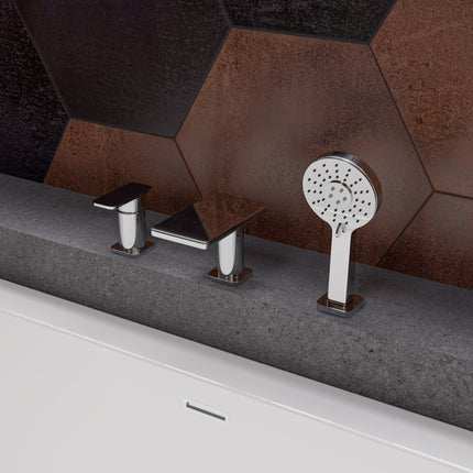 ALFI brand AB2879-PC Polished Chrome Deck Mounted Tub Filler with Hand Held Showerhead Alfi Brand