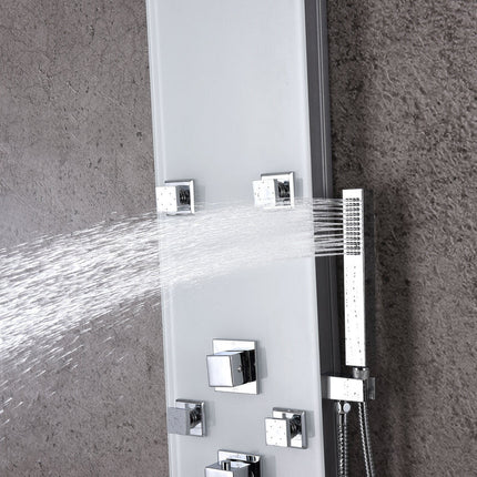 ANZZI Rhaus 60 in. 6-Jetted Full Body Shower Panel with Heavy Rain Shower and Spray Wand in White SP-AZ029 Anzzi