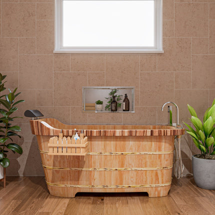 ALFI brand AB1148 59" Free Standing Wooden Bathtub with Chrome Tub Filler ALFI brand