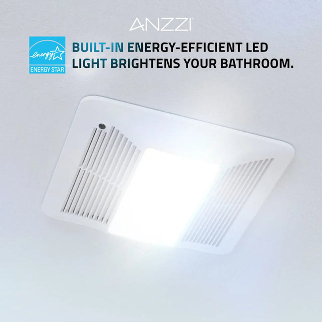Broad Series 150 CFM Ceiling Mount Bathroom Exhaust Fan with Brilliant LED Light and ENERGY STAR in Soothing White Anzzi