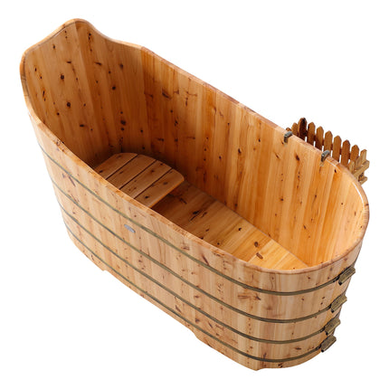 ALFI brand AB1103 59" Free Standing Cedar Wood Bathtub with Bench ALFI brand