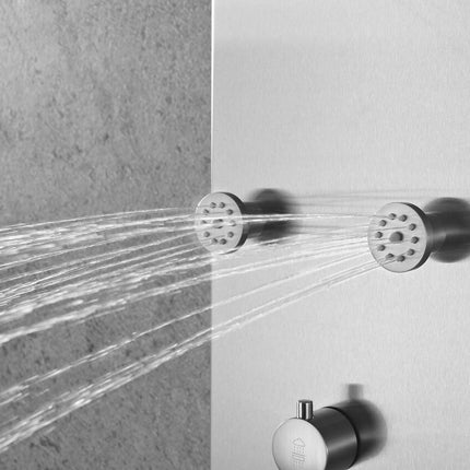 ANZZI Fontan 64 in. 6-Jetted Full Body Shower Panel with Heavy Rain Shower and Spray Wand in Brushed Steel SP-AZ026 Anzzi