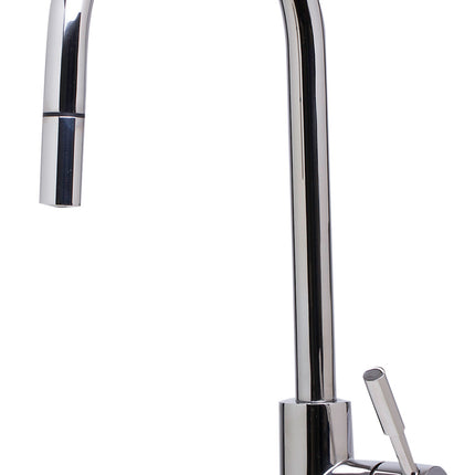 ALFI brand AB2028-PSS Single Hole Pull Down Stainless Steel Kitchen Faucet