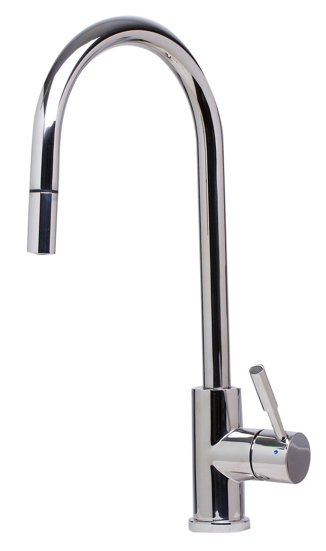 ALFI brand AB2028-PSS Solid Polished Stainless Steel Single Hole Pull Down Kitchen Faucet Alfi Brand